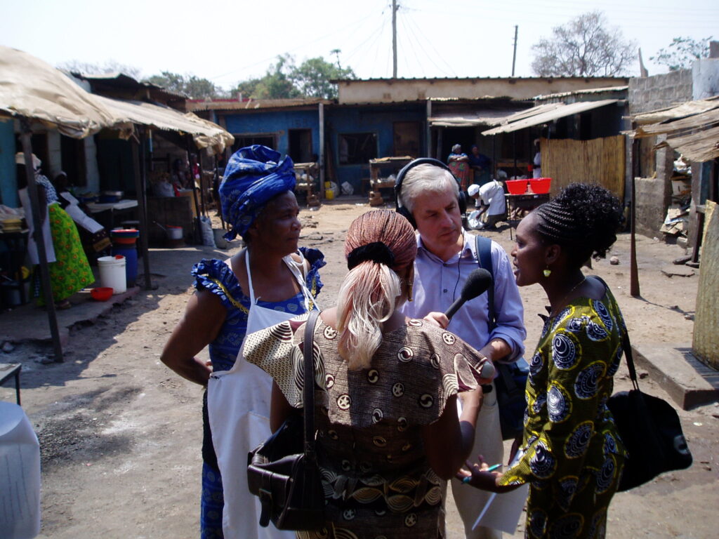 Jennifer Yuyi, Angela, Rosina, and Kaz at Chelstone market, Lusaka